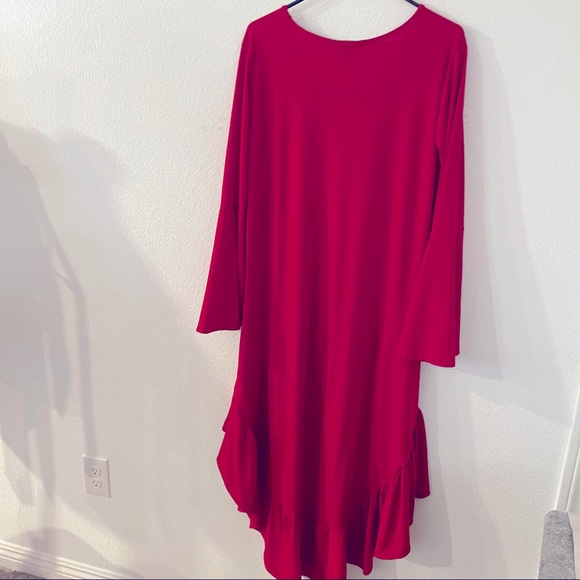 Rodeo Fox Red High & Low Bell Sleeve Tiered Dress XL - Picture 7 of 9